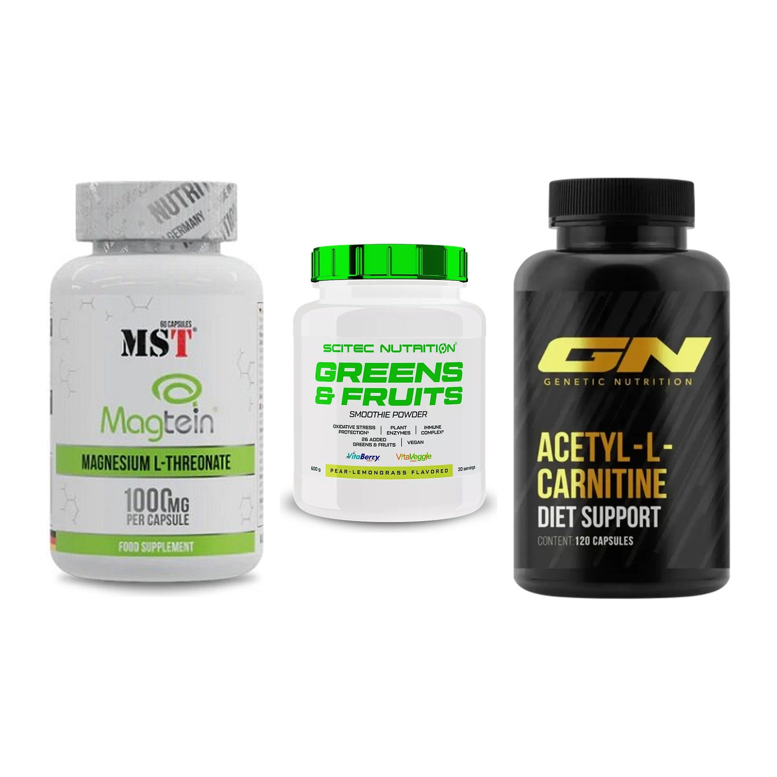 Ausdauer-Set: MST Magnesium + Scitec Greens + GN Acetyl – alle enthaltenen Artikel