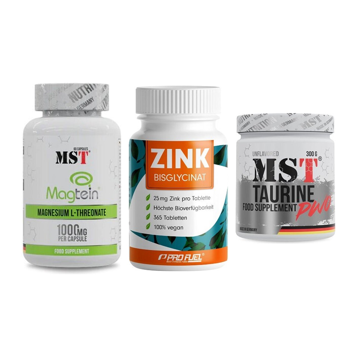 Ausdauer-Set: MST Magnesium + ProFuel Zink + MST Taurine – alle enthaltenen Artikel