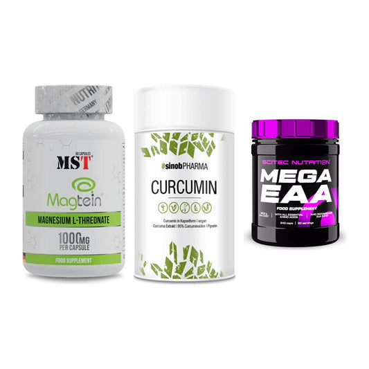 Ausdauer-Set: MST Magnesium + Sinob Curcumin + Scitec Mega EAA – alle enthaltenen Artikel