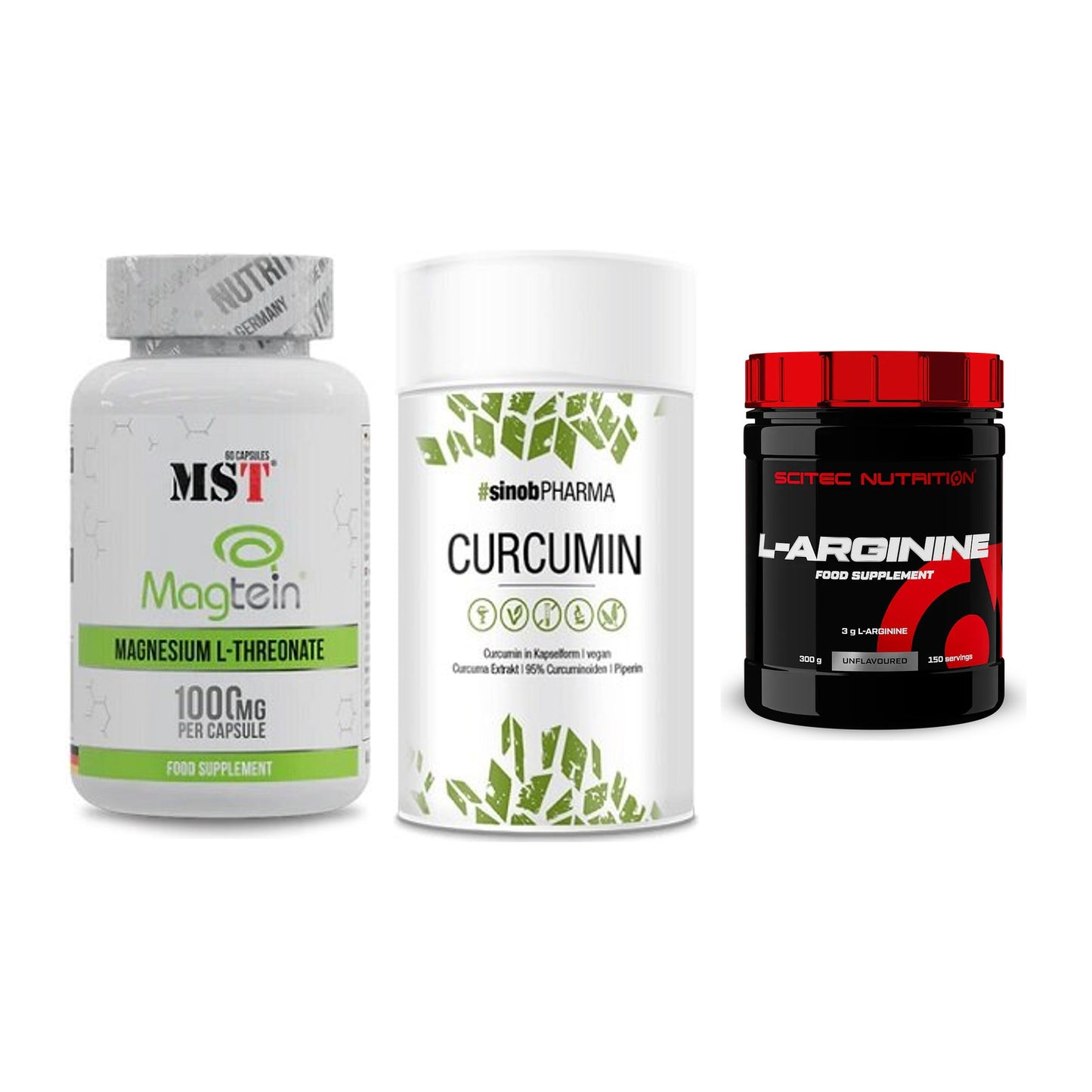 Ausdauer-Set: MST Magnesium + Sinob Curcumin + Scitec Arginin – alle enthaltenen Artikel