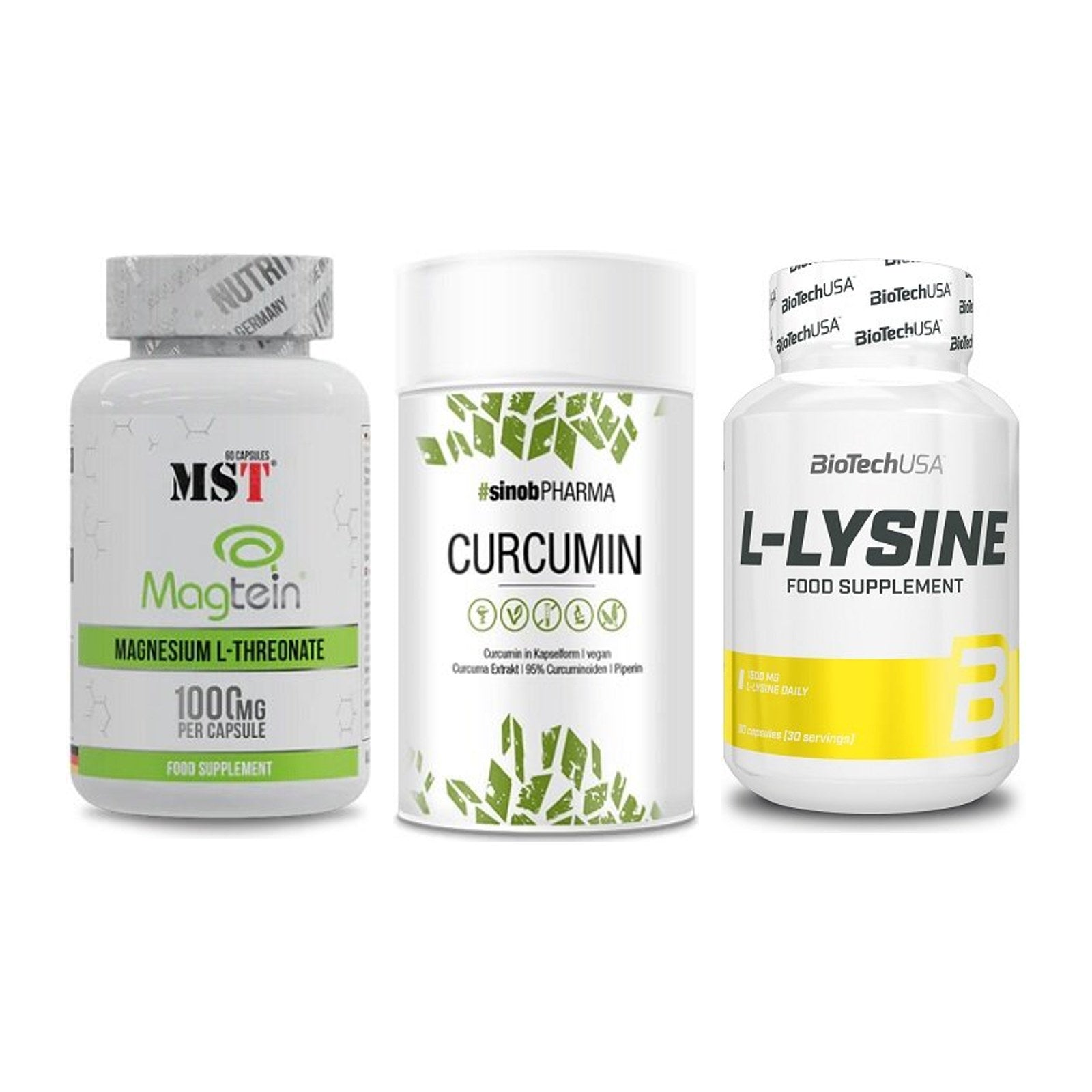 Ausdauer-Set: MST Magnesium + Sinob Curcumin + BioTech L-Lysine – alle enthaltenen Artikel