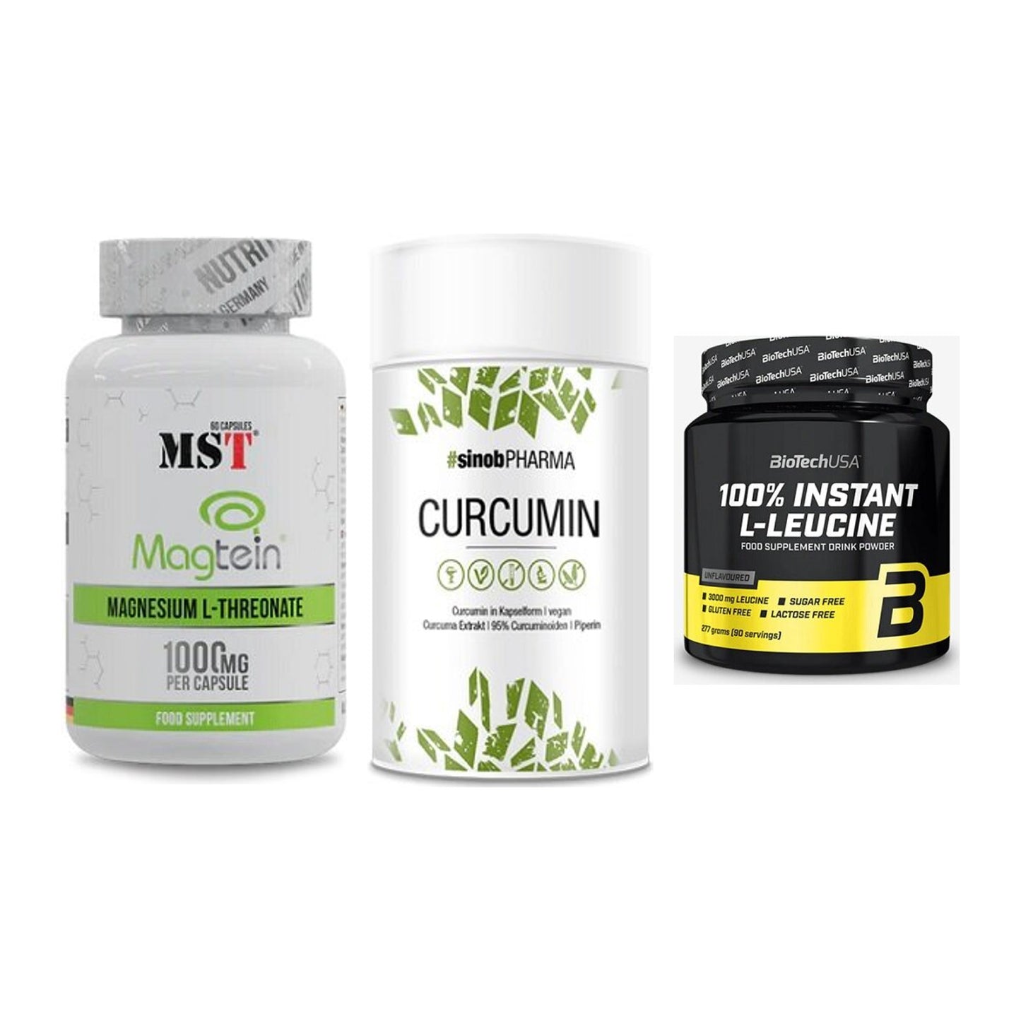 Ausdauer-Set: MST Magnesium + Sinob Curcumin + BioTech 100% – alle enthaltenen Artikel