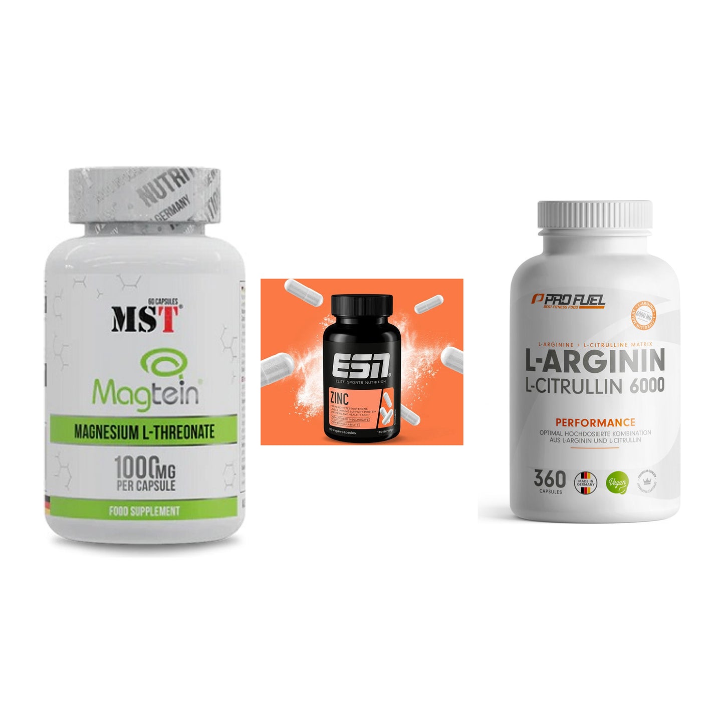 Ausdauer-Set: MST Magnesium + ESN Zinc + ProFuel L-Argini – alle enthaltenen Artikel