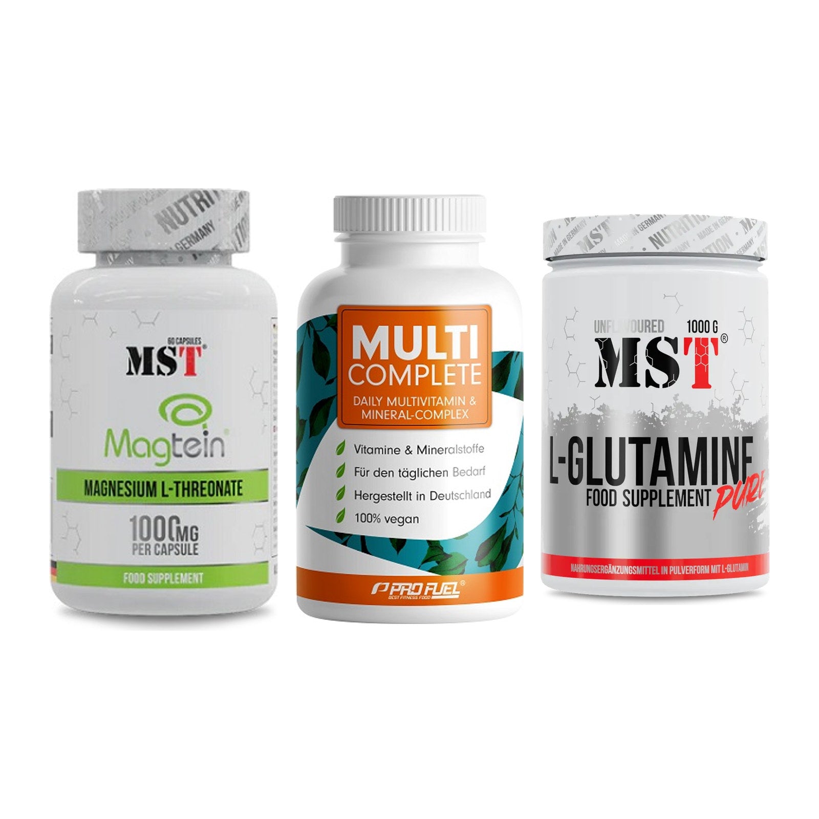 Ausdauer-Set: MST Magnesium + ProFuel MULTI + MST Glutamine – alle enthaltenen Artikel