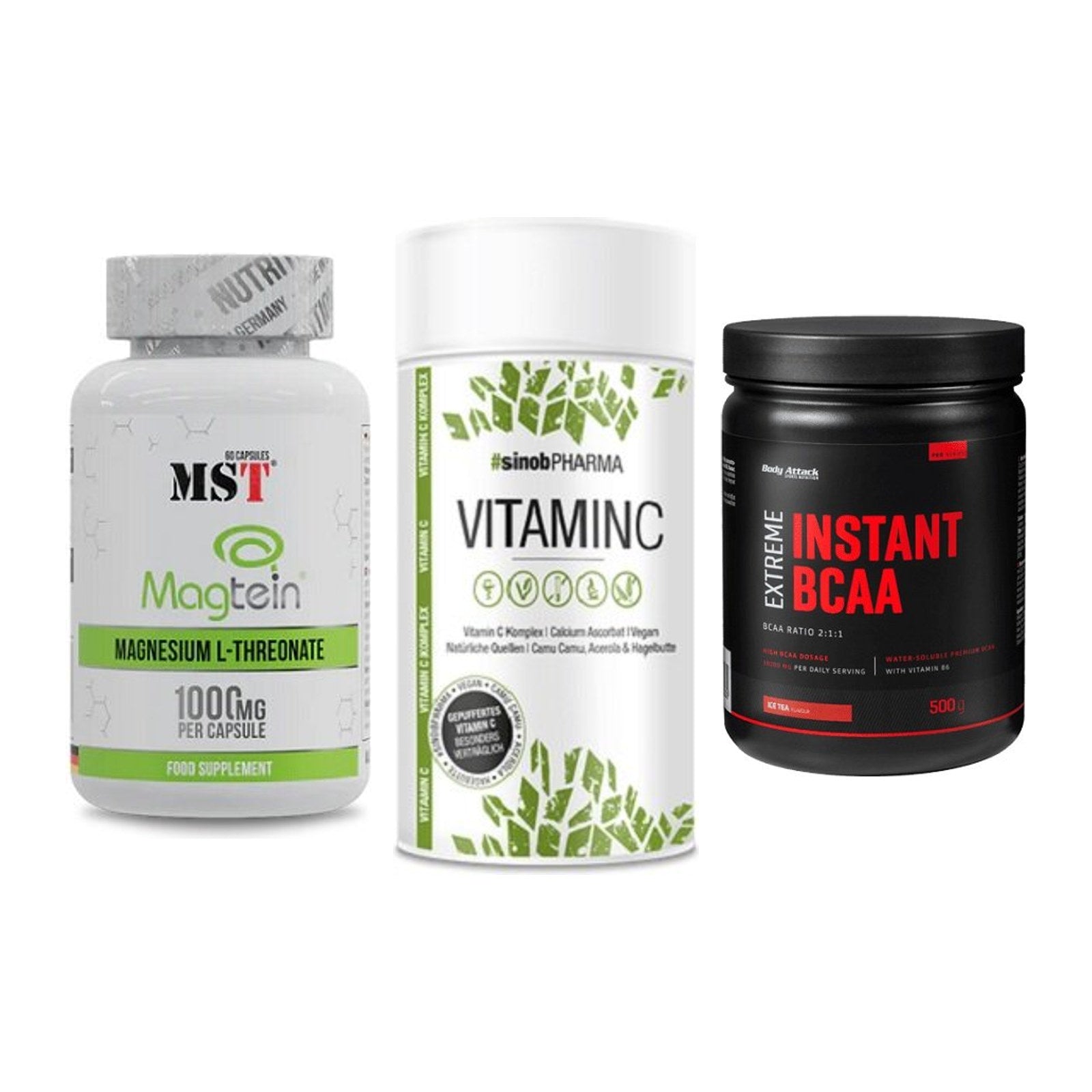 Ausdauer-Set: MST Magnesium + Sinob Vitamin C + Body Attack – alle enthaltenen Artikel