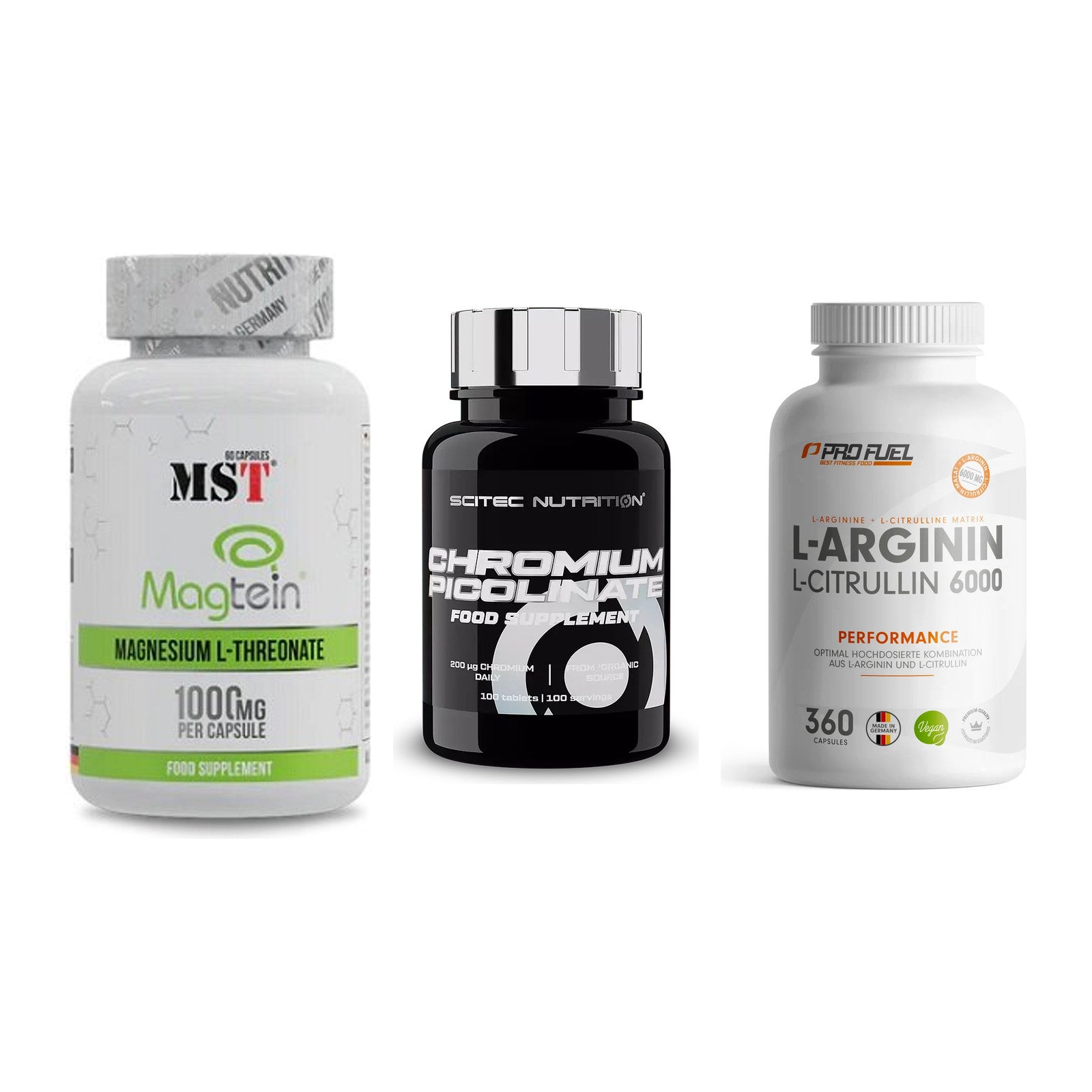 Ausdauer-Set: MST Magnesium + Scitec Chromium + ProFuel L-Argini – alle enthaltenen Artikel