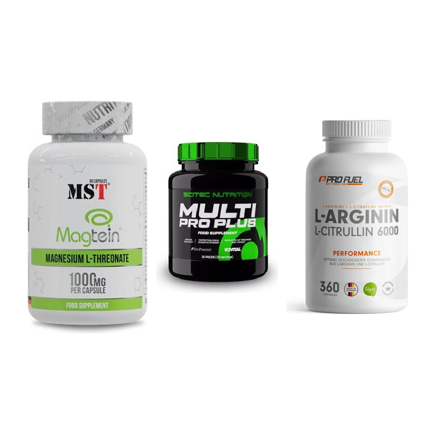 Ausdauer-Set: MST Magnesium + Scitec Multi Pro + ProFuel L-Argini – alle enthaltenen Artikel