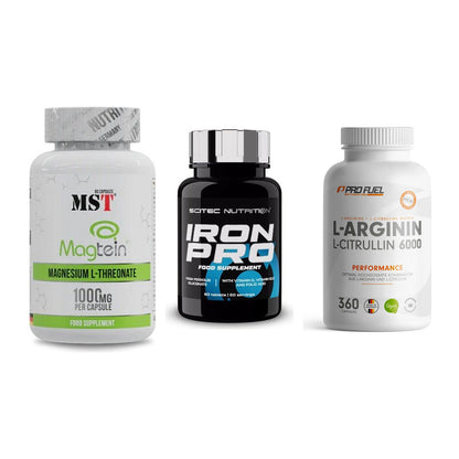 Ausdauer-Set: MST Magnesium + Scitec Iron Pro + ProFuel L-Argini – alle enthaltenen Artikel