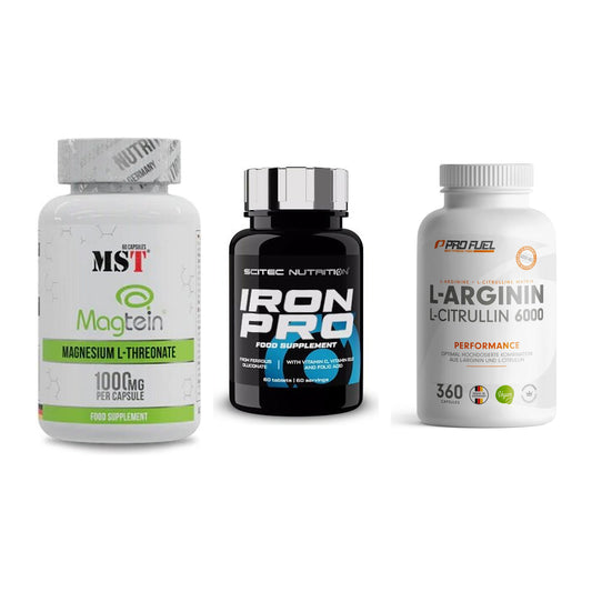 Ausdauer-Set: MST Magnesium + Scitec Iron Pro + ProFuel L-Argini – alle enthaltenen Artikel