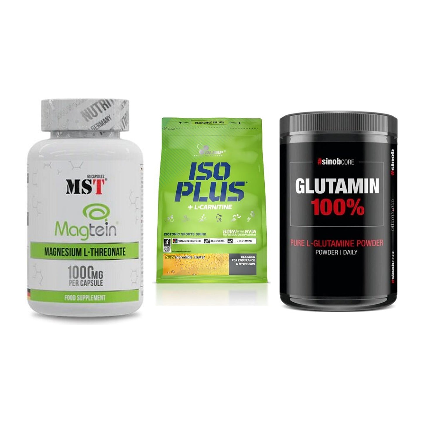 Ausdauer-Set: MST Magnesium + Olimp Iso Plus + Sinob Core – alle enthaltenen Artikel