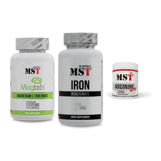Ausdauer-Set: MST Magnesium + MST Iron Bisglyc + MST Arginine RAW – alle enthaltenen Artikel