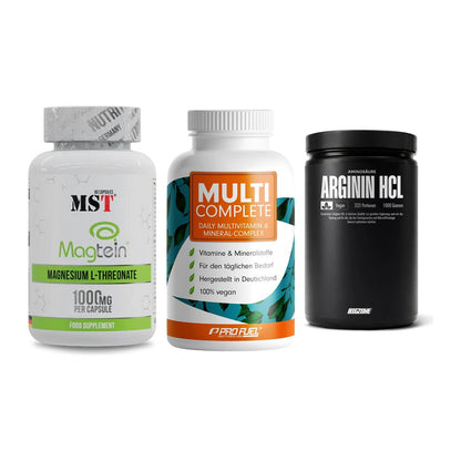 Ausdauer-Set: MST Magnesium + ProFuel MULTI + Big Zone L-Argin – alle enthaltenen Artikel