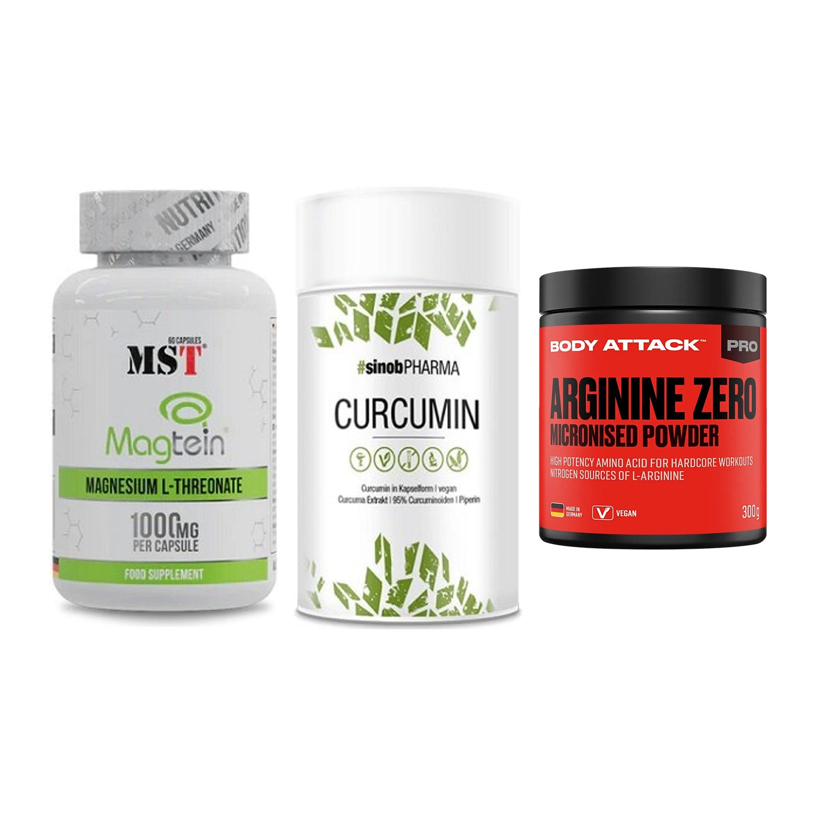 Ausdauer-Set: MST Magnesium + Sinob Curcumin + Body Attack 100 – alle enthaltenen Artikel