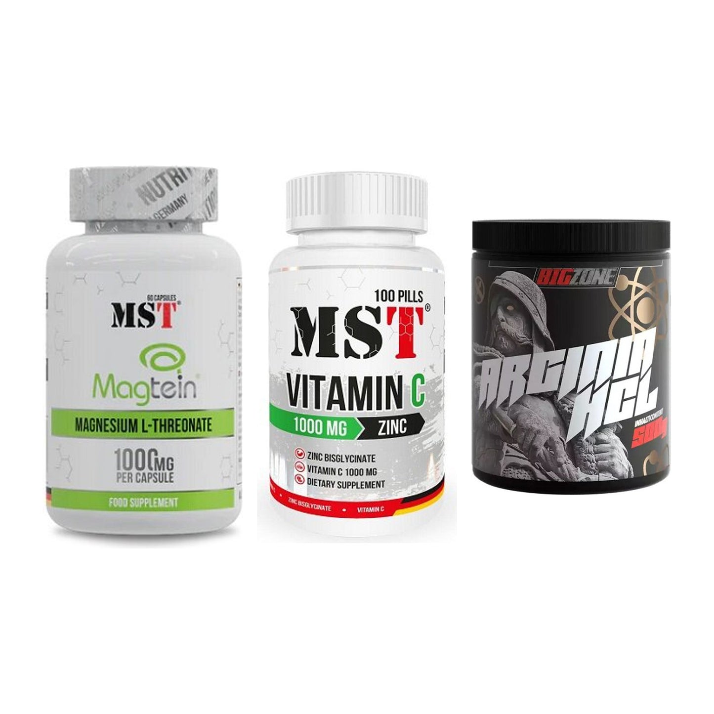 Ausdauer-Set: MST Magnesium + MST Vitamin C + Big Zone Arginin – alle enthaltenen Artikel