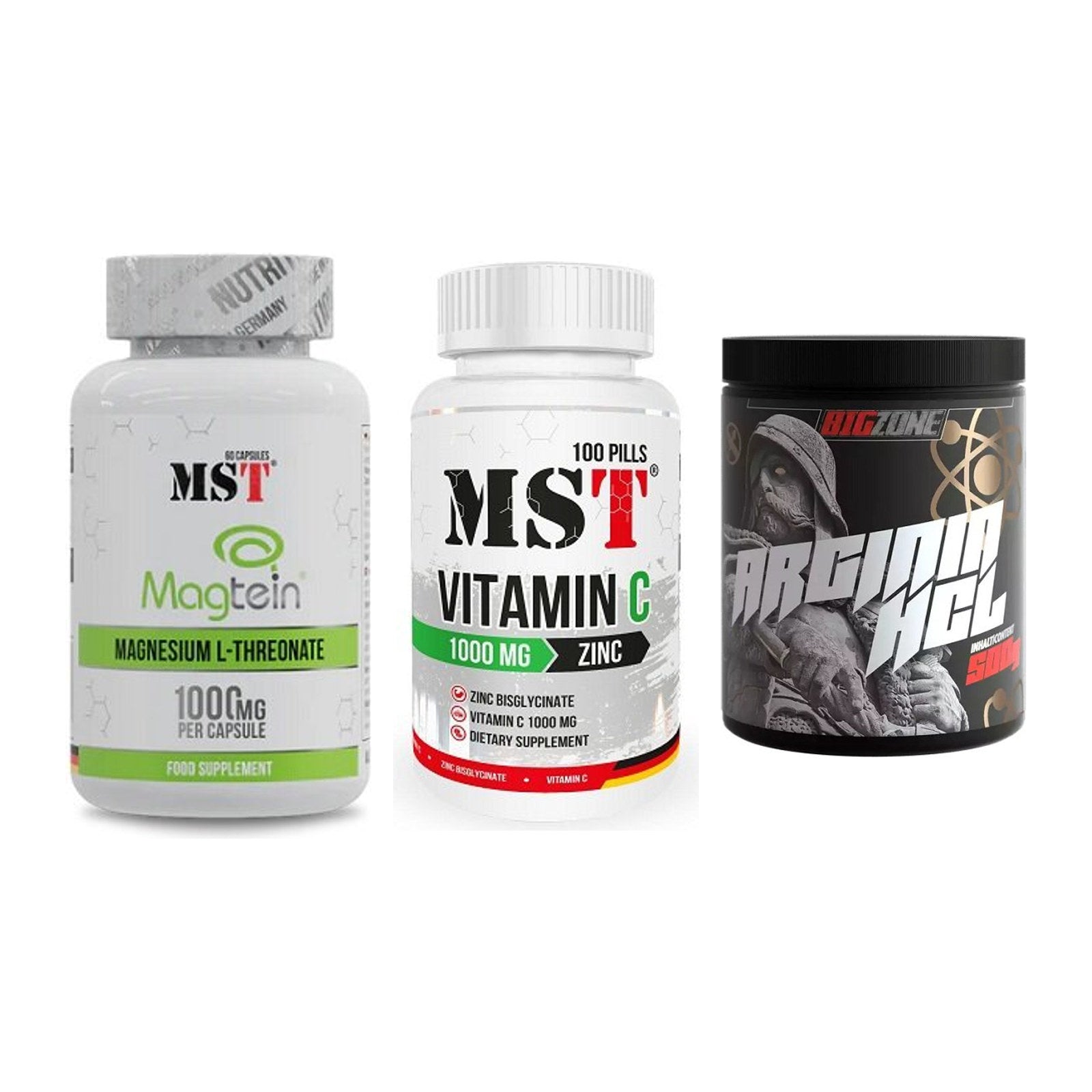 Ausdauer-Set: MST Magnesium + MST Vitamin C + Big Zone Arginin – alle enthaltenen Artikel