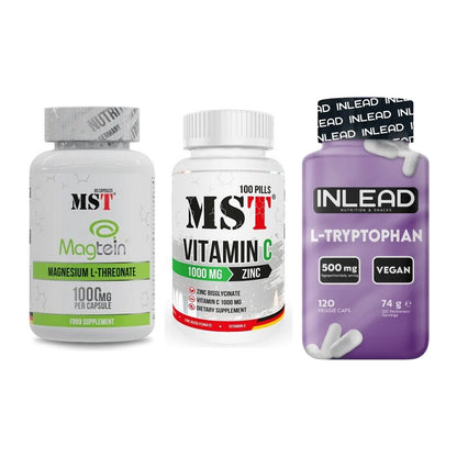 Ausdauer-Set: MST Magnesium + MST Vitamin C + INLEAD L-Tryptop – alle enthaltenen Artikel