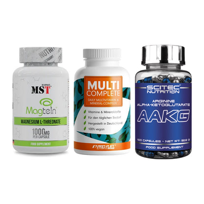 Ausdauer-Set: MST Magnesium + ProFuel MULTI + Scitec AAKG – alle enthaltenen Artikel