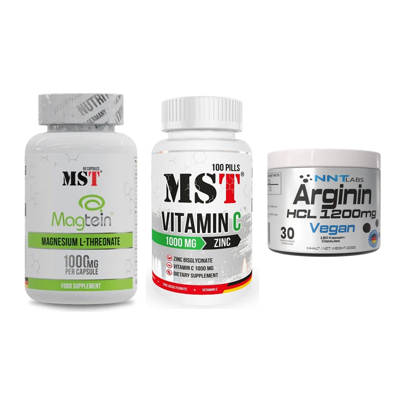 Ausdauer-Set: MST Magnesium + MST Vitamin C + NNT Arginin HCL – alle enthaltenen Artikel