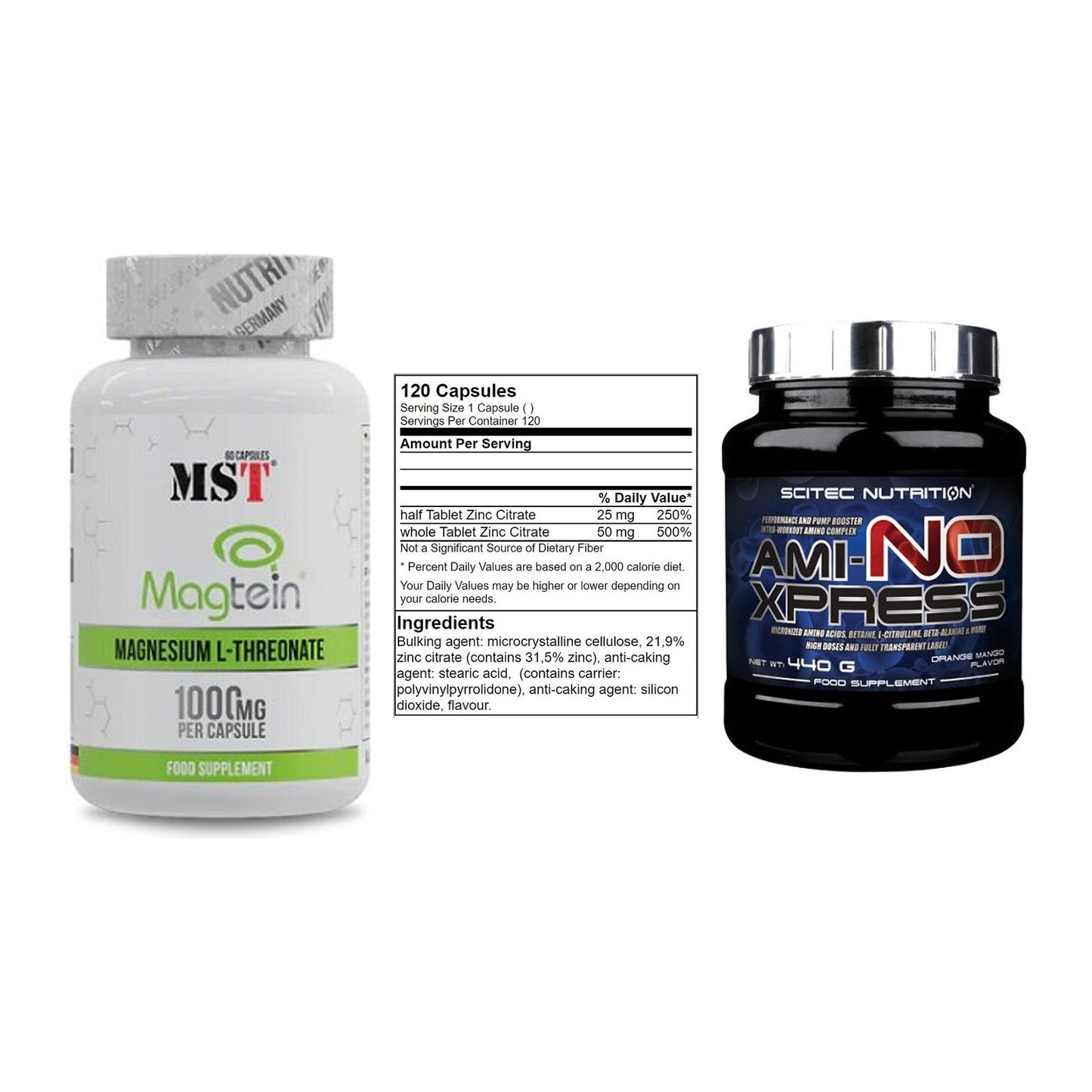 Ausdauer-Set: MST Magnesium + GN Zinc Citrate + Scitec Ami-NO – alle enthaltenen Artikel