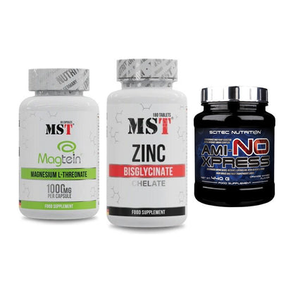 Ausdauer-Set: MST Magnesium + MST Zinc Chelate + Scitec Ami-NO – alle enthaltenen Artikel
