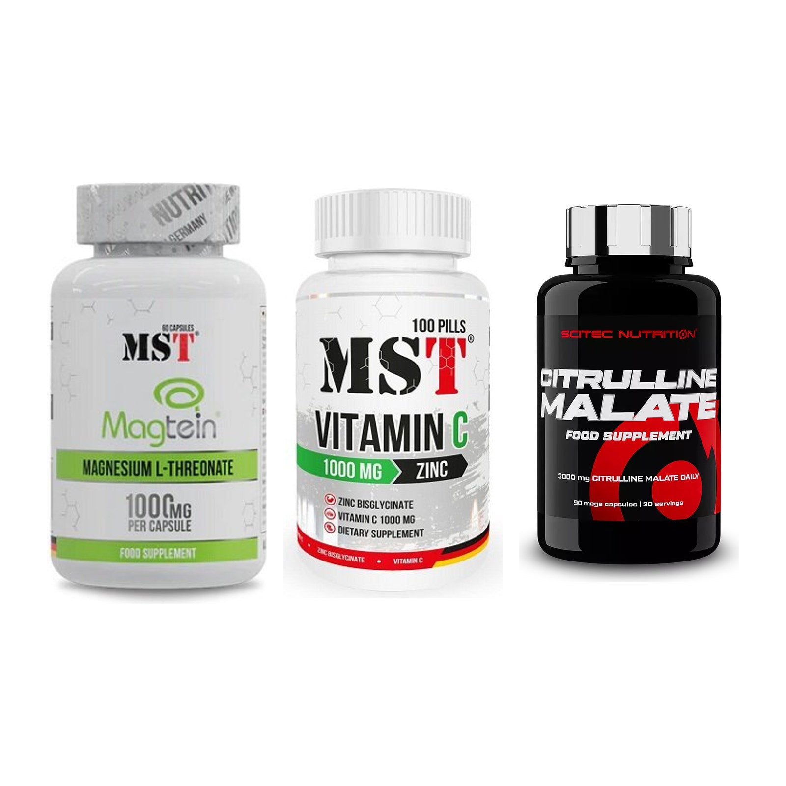 Ausdauer-Set: MST Magnesium + MST Vitamin C + Scitec Citrullin – alle enthaltenen Artikel