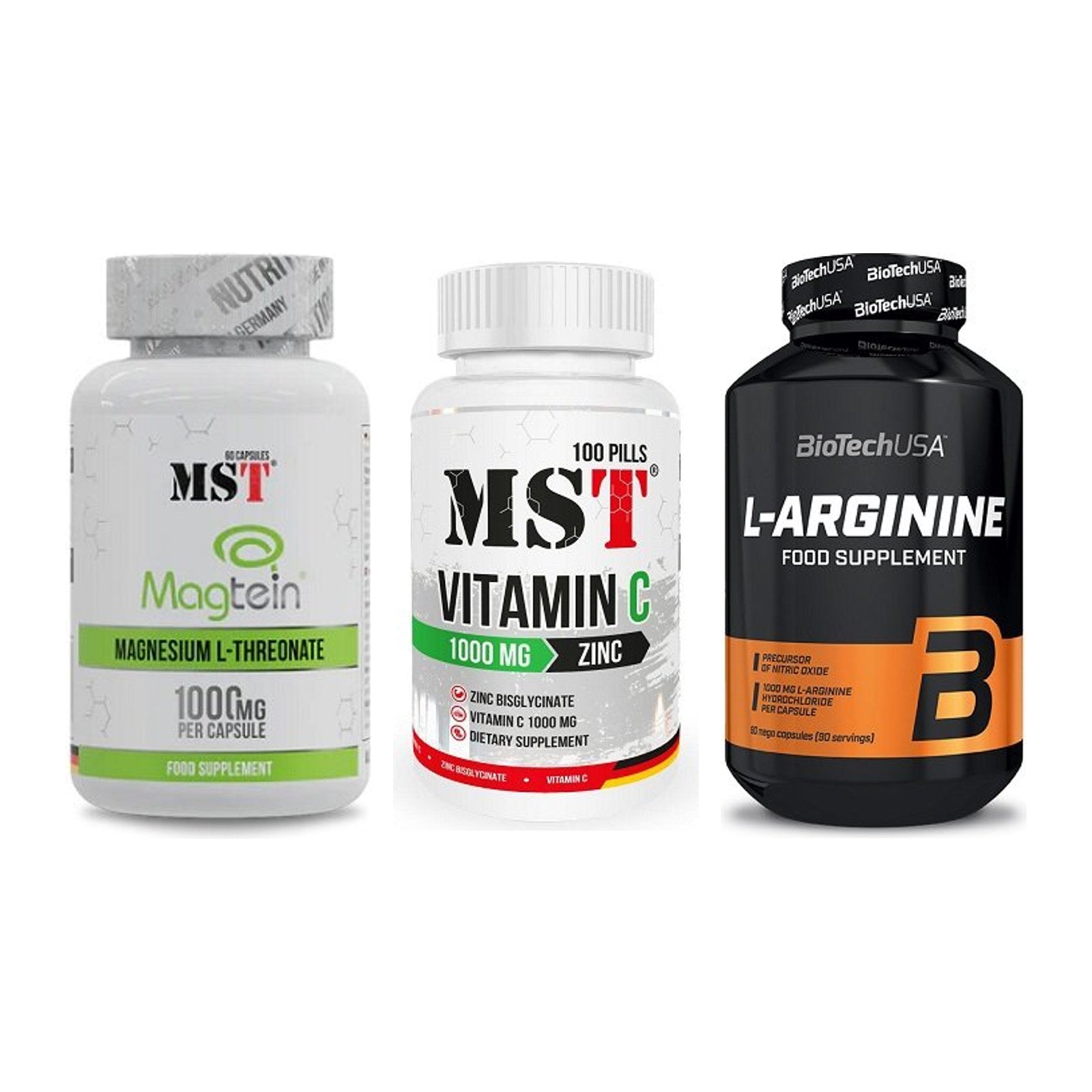 Ausdauer-Set: MST Magnesium + MST Vitamin C + BioTech L-Argini – alle enthaltenen Artikel