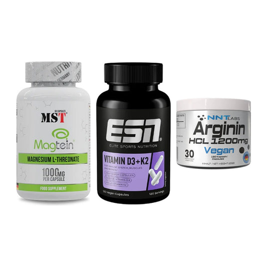 Ausdauer-Set: MST Magnesium + ESN Vitamin D3 + NNT Arginin HCL – alle enthaltenen Artikel