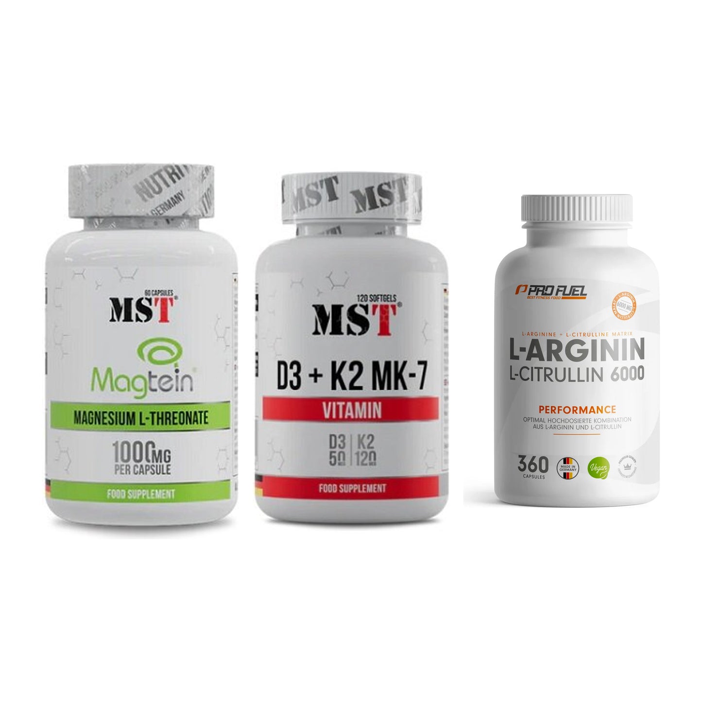 Ausdauer-Set: MST Magnesium + MST Vitamin D3 + ProFuel L-Argini – alle enthaltenen Artikel