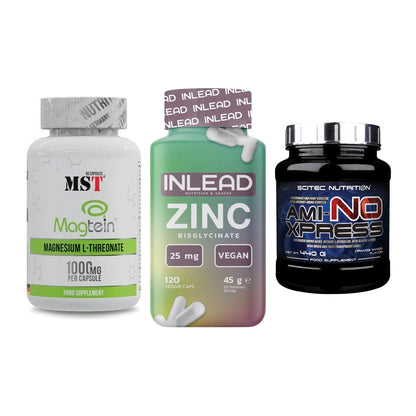 Ausdauer-Set: MST Magnesium + INLEAD Zink + Scitec Ami-NO – alle enthaltenen Artikel