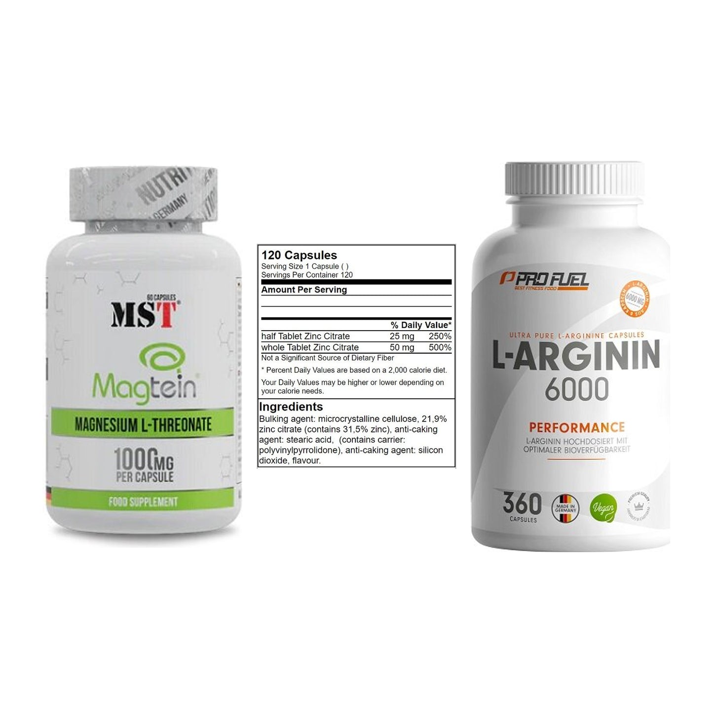 Ausdauer-Set: MST Magnesium + GN Zinc Citrate + ProFuel L-Argini – alle enthaltenen Artikel