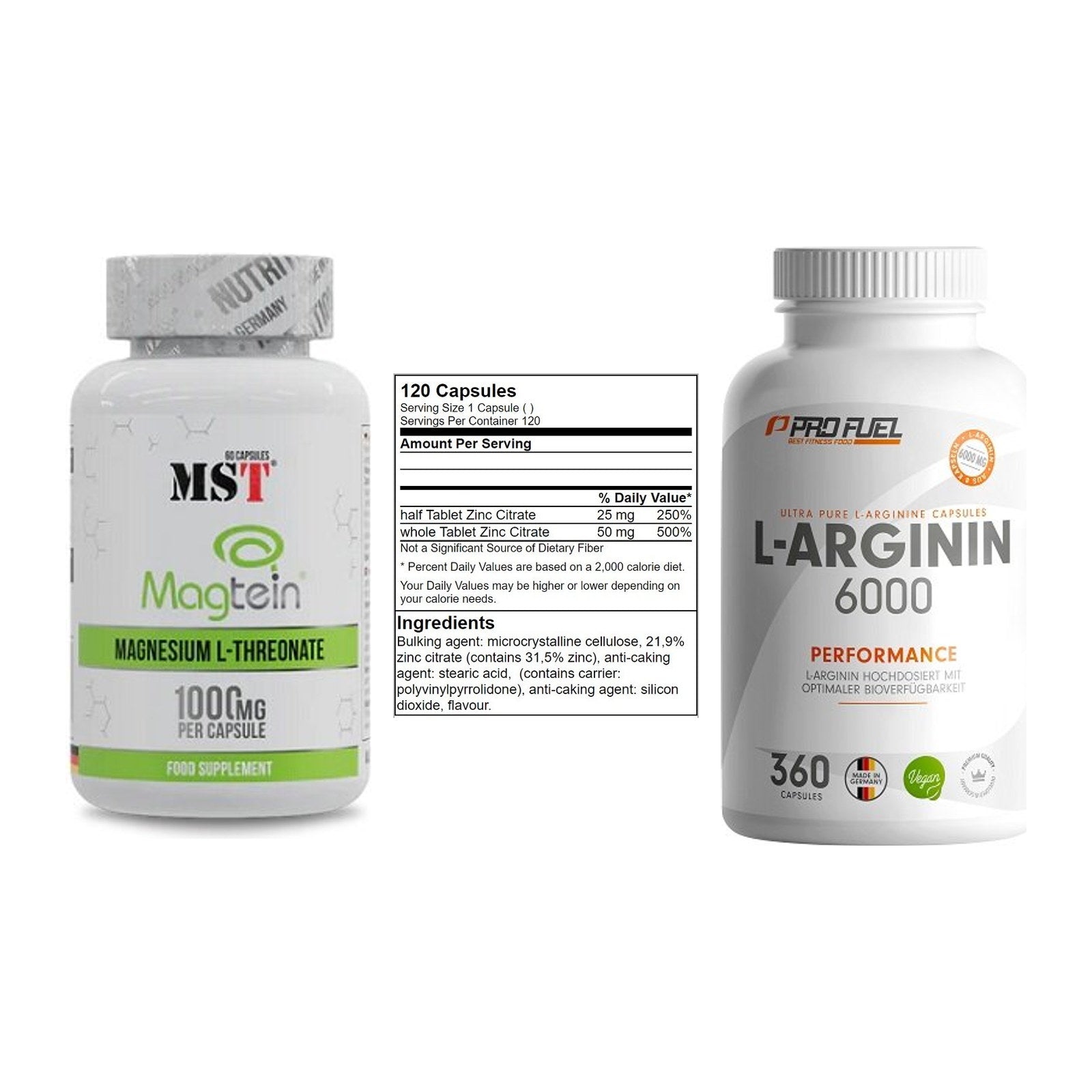 Ausdauer-Set: MST Magnesium + GN Zinc Citrate + ProFuel L-Argini – alle enthaltenen Artikel