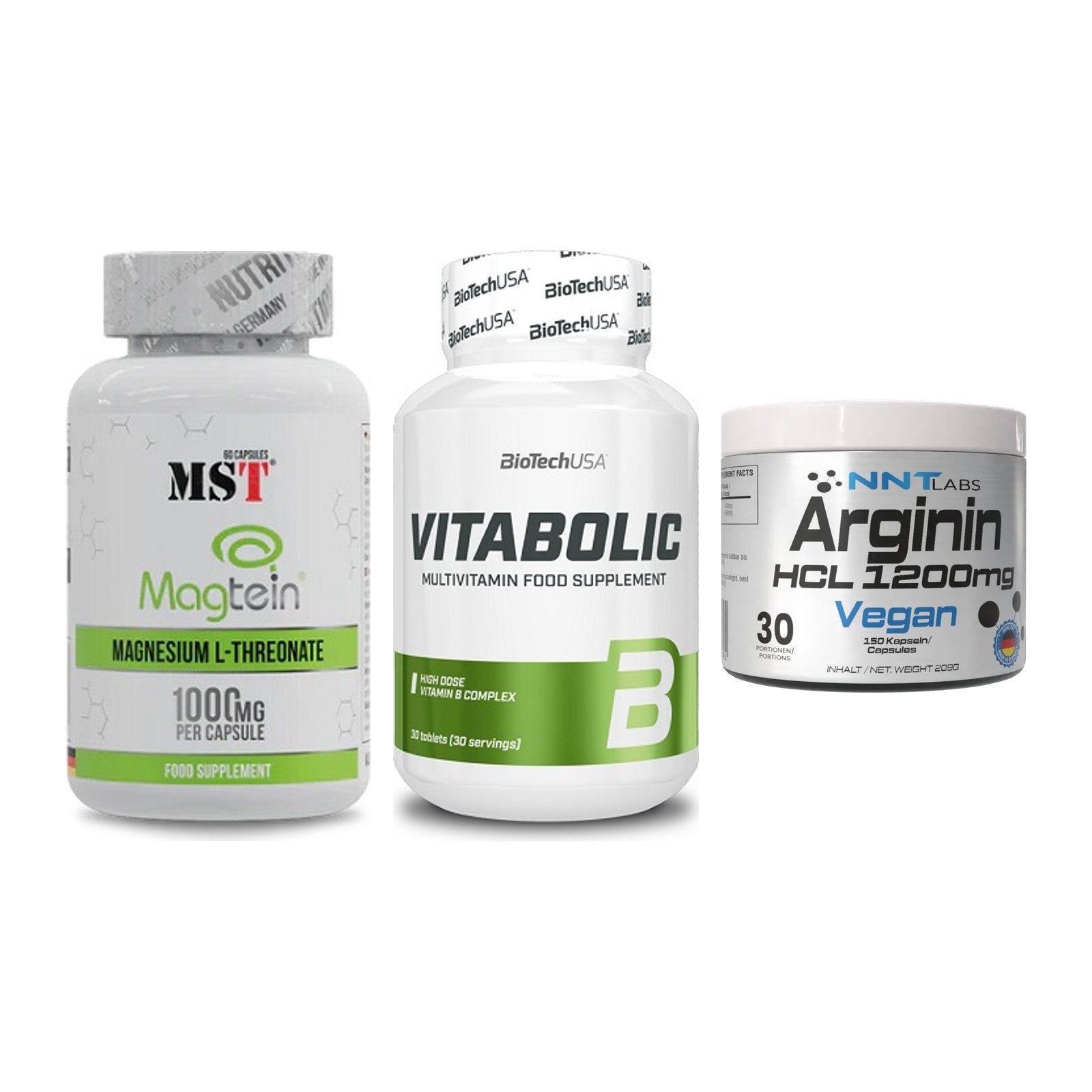 Ausdauer-Set: MST Magnesium + BioTech Vitaboli + NNT Arginin HCL – alle enthaltenen Artikel