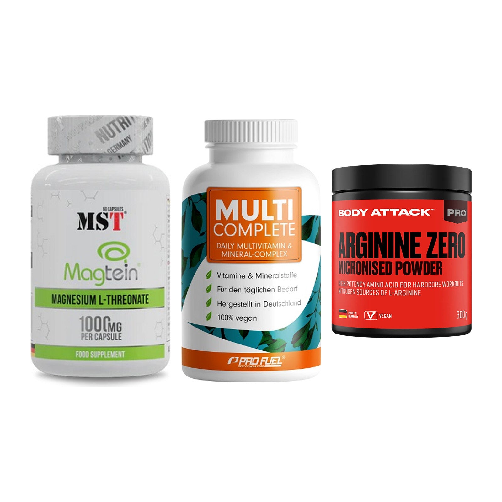 Ausdauer-Set: MST Magnesium + ProFuel MULTI + Body Attack 100 – alle enthaltenen Artikel