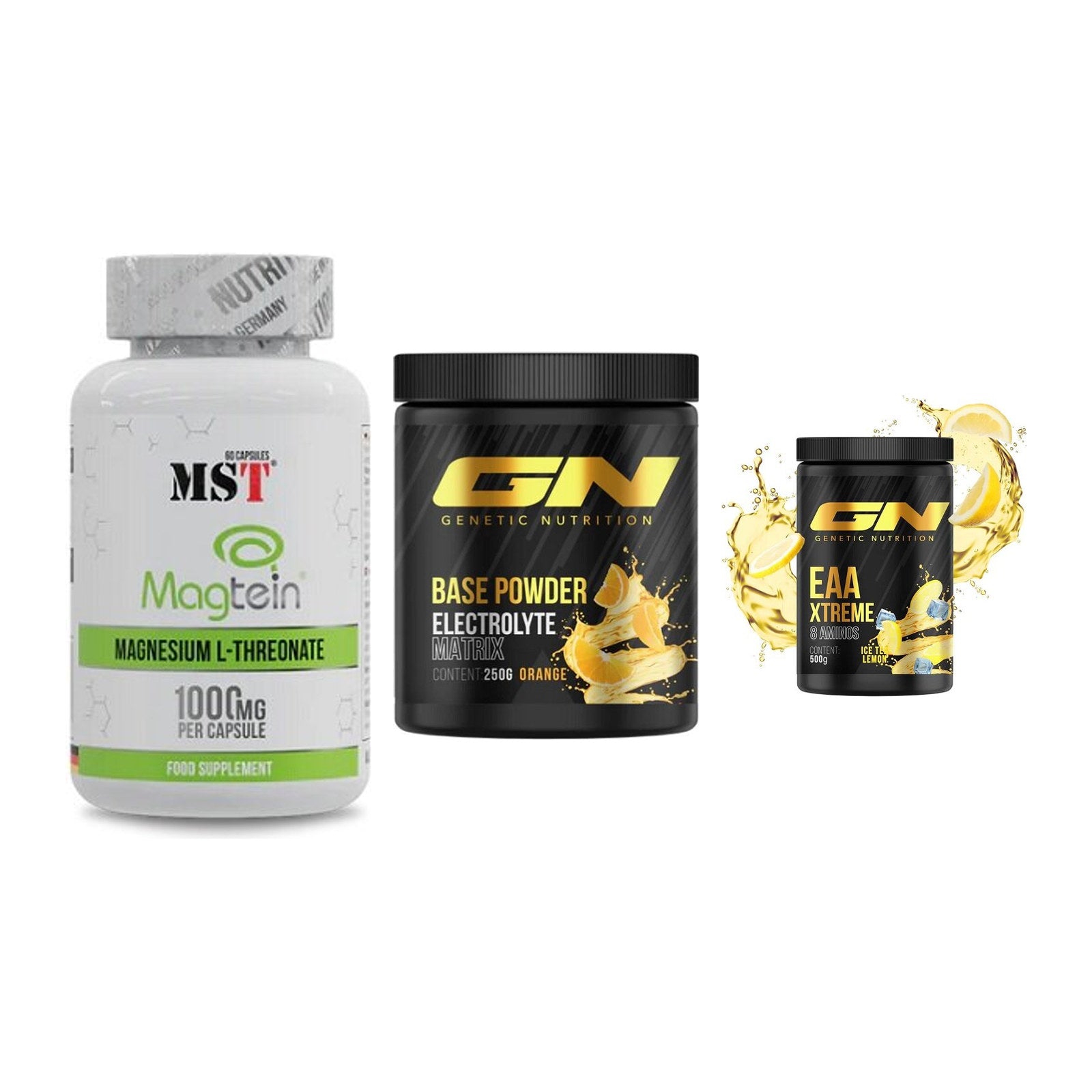 Ausdauer-Set: MST Magnesium + GN Base Powder + GN EAA Xtreme – alle enthaltenen Artikel