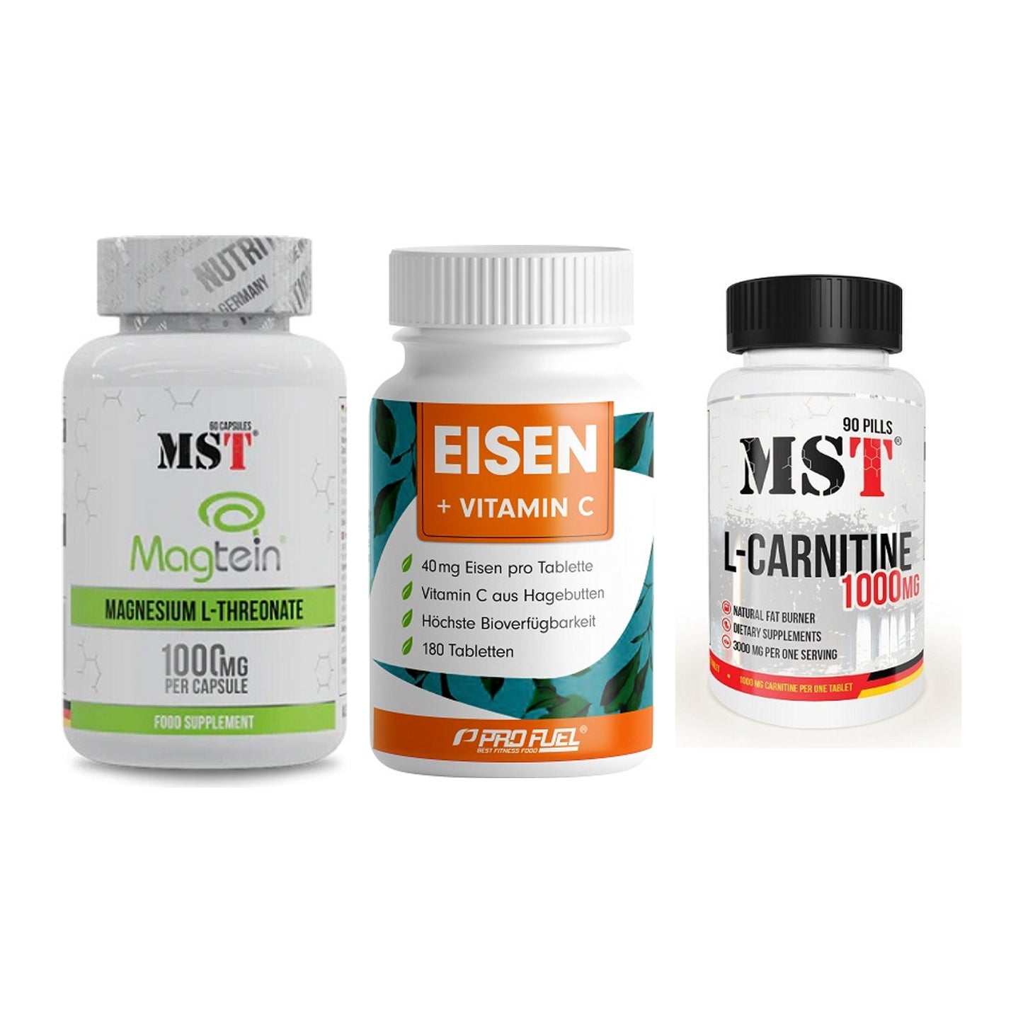 Ausdauer-Set: MST Magnesium + ProFuel EISEN + MST L-Carnitine – alle enthaltenen Artikel