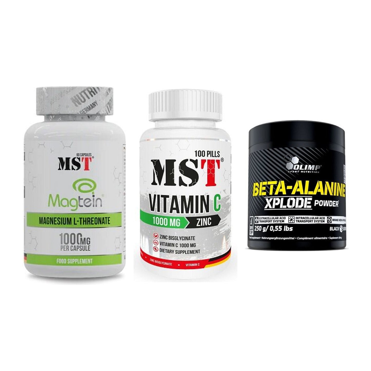 Ausdauer-Set: MST Magnesium + MST Vitamin C + Olimp Beta-Alani – alle enthaltenen Artikel