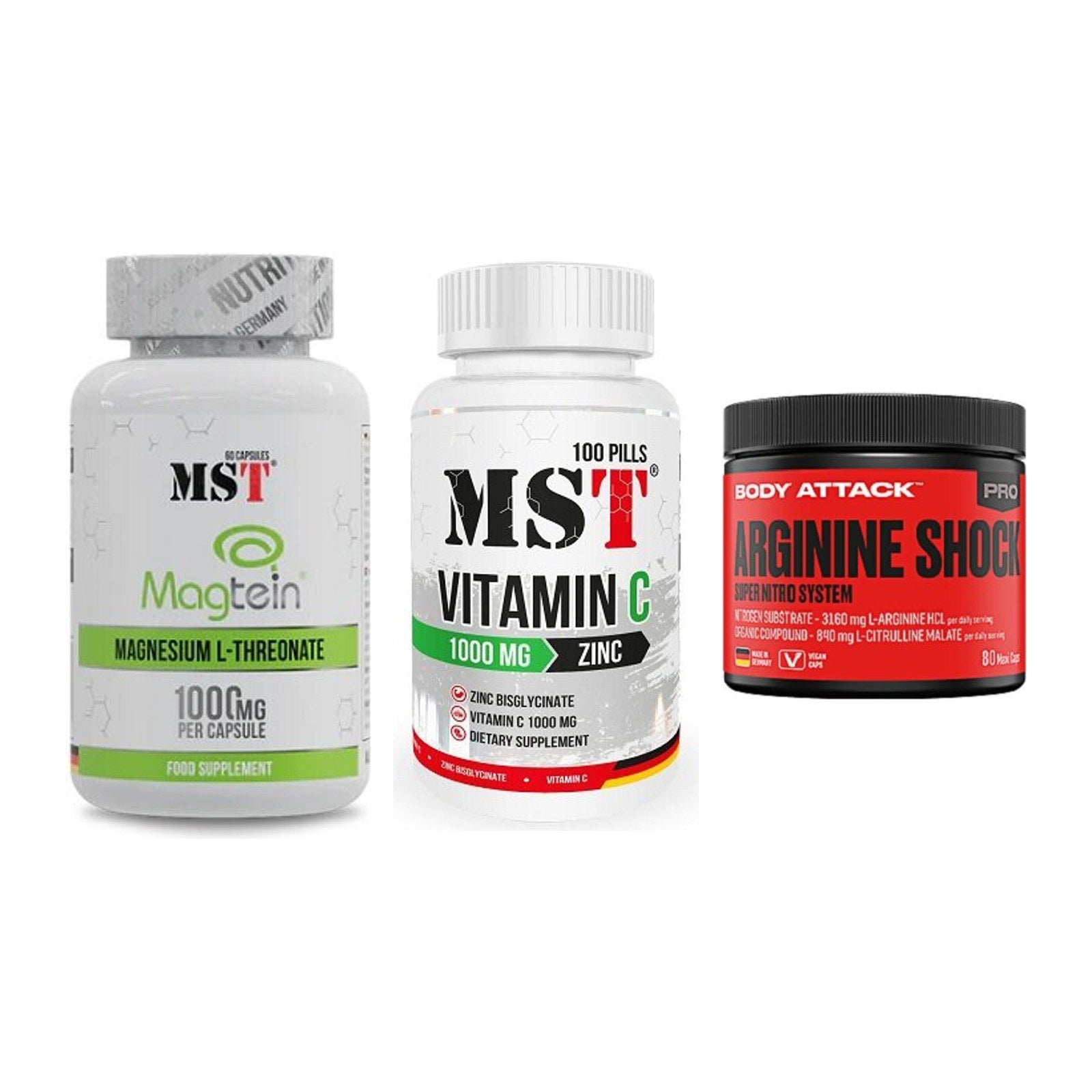 Ausdauer-Set: MST Magnesium + MST Vitamin C + Body Attack – alle enthaltenen Artikel