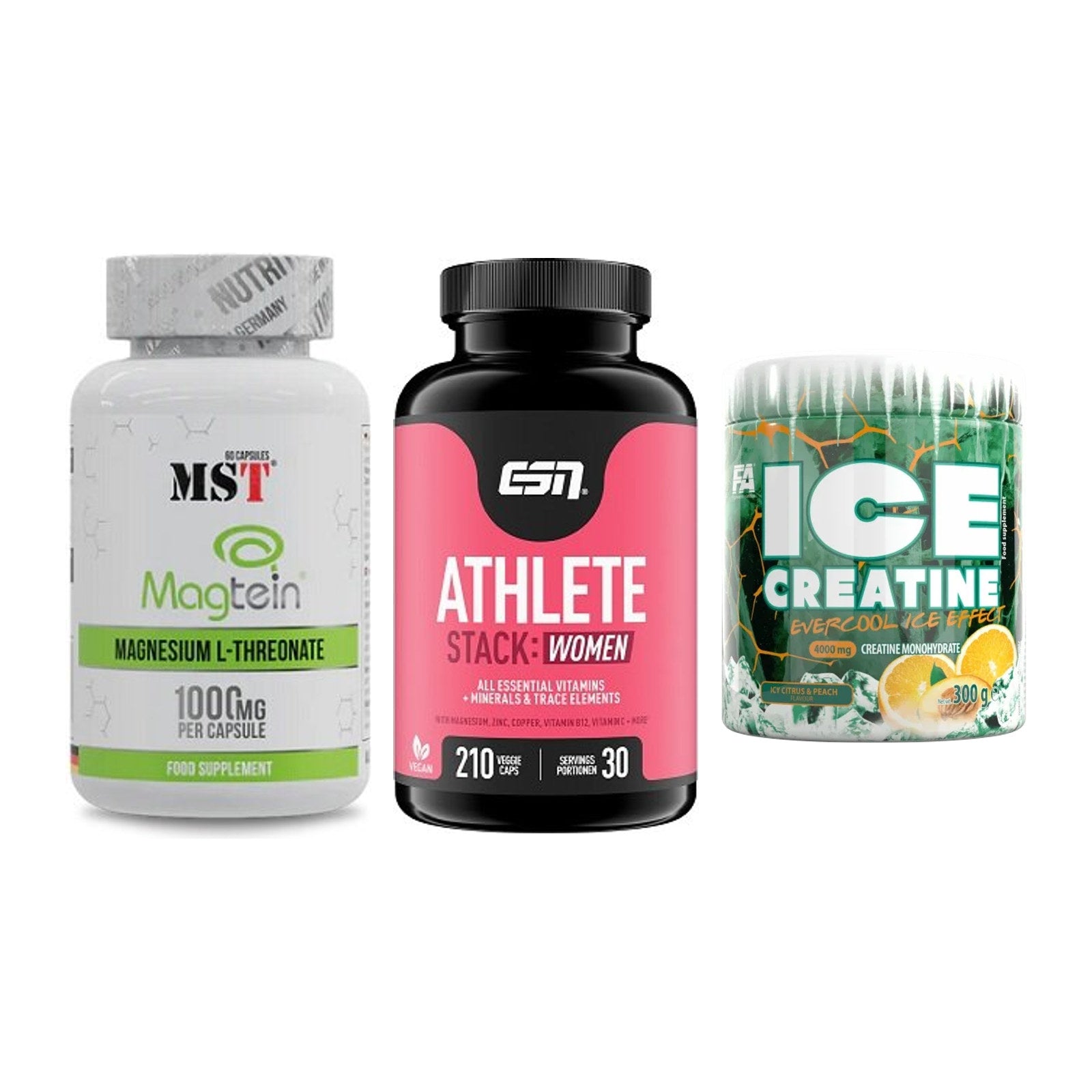 Ausdauer-Set: MST Magnesium + ESN Athlete + FA Nutrition ICE – alle enthaltenen Artikel