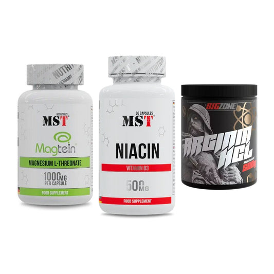 Ausdauer-Set: MST Magnesium + MST Niacin + Big Zone Arginin – alle enthaltenen Artikel