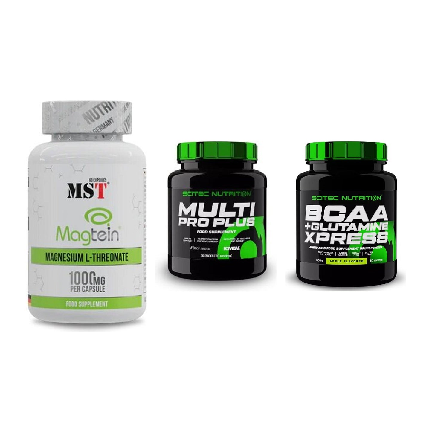 Ausdauer-Set: MST Magnesium + Scitec Multi Pro + Scitec BCAA – alle enthaltenen Artikel