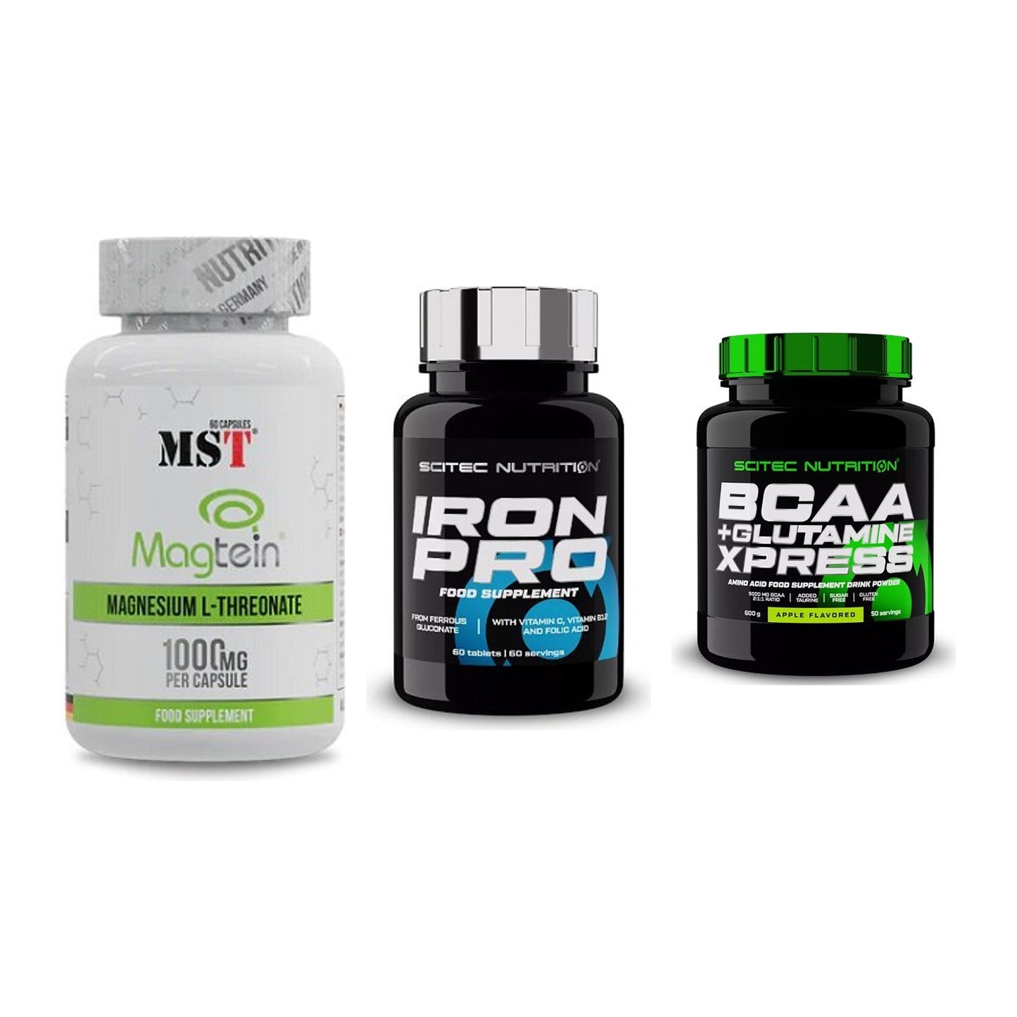 Ausdauer-Set: MST Magnesium + Scitec Iron Pro + Scitec BCAA – alle enthaltenen Artikel