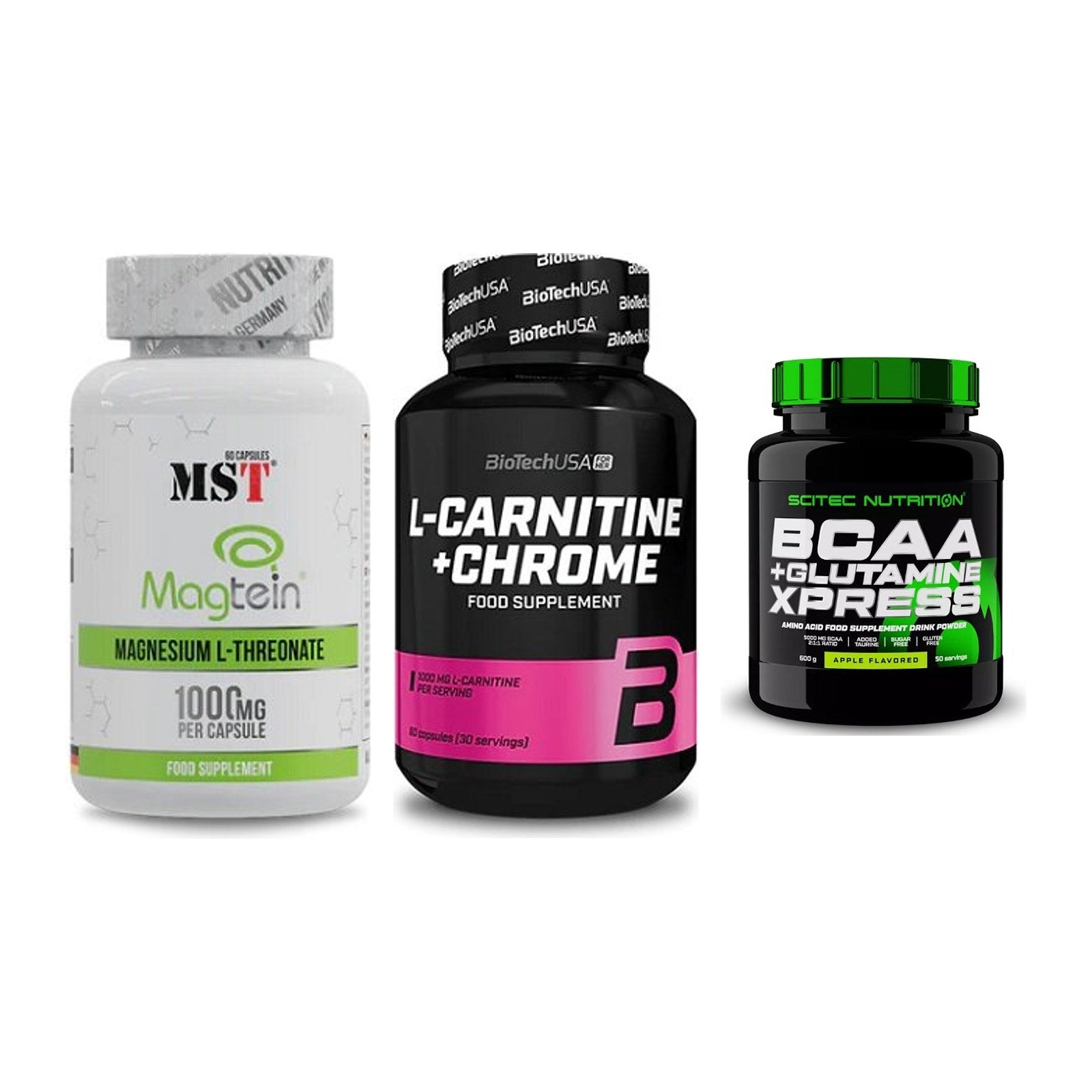 Ausdauer-Set: MST Magnesium + BioTech L-Carnit + Scitec BCAA – alle enthaltenen Artikel