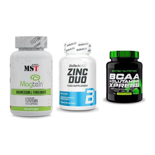 Ausdauer-Set: MST Magnesium + BioTech Zinc Duo + Scitec BCAA – alle enthaltenen Artikel