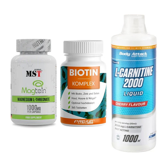 Ausdauer-Set: MST Magnesium + ProFuel BIOTIN + Body Attack – alle enthaltenen Artikel