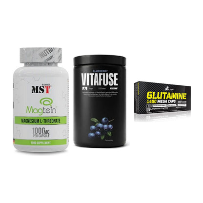 Ausdauer-Set: MST Magnesium + Big Zone Vitafus + Olimp L-Glutamin – alle enthaltenen Artikel