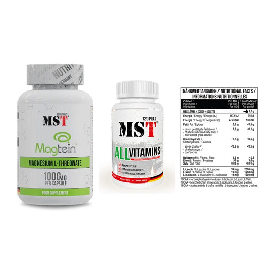 Ausdauer-Set: MST Magnesium + MST All Vitamins + MST BCAA Zero – alle enthaltenen Artikel