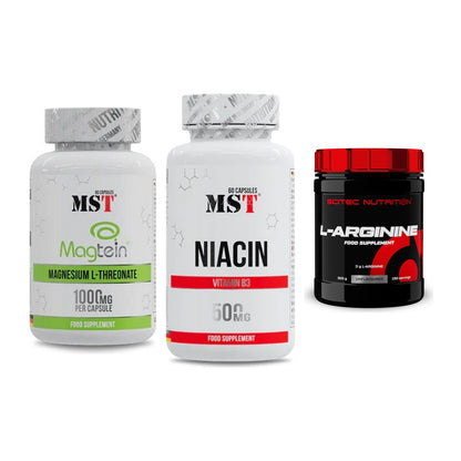 Ausdauer-Set: MST Magnesium + MST Niacin + Scitec Arginin – alle enthaltenen Artikel