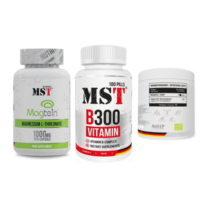 Ausdauer-Set: MST Magnesium + MST B300 B-Compl + MST Arginine HCL – alle enthaltenen Artikel