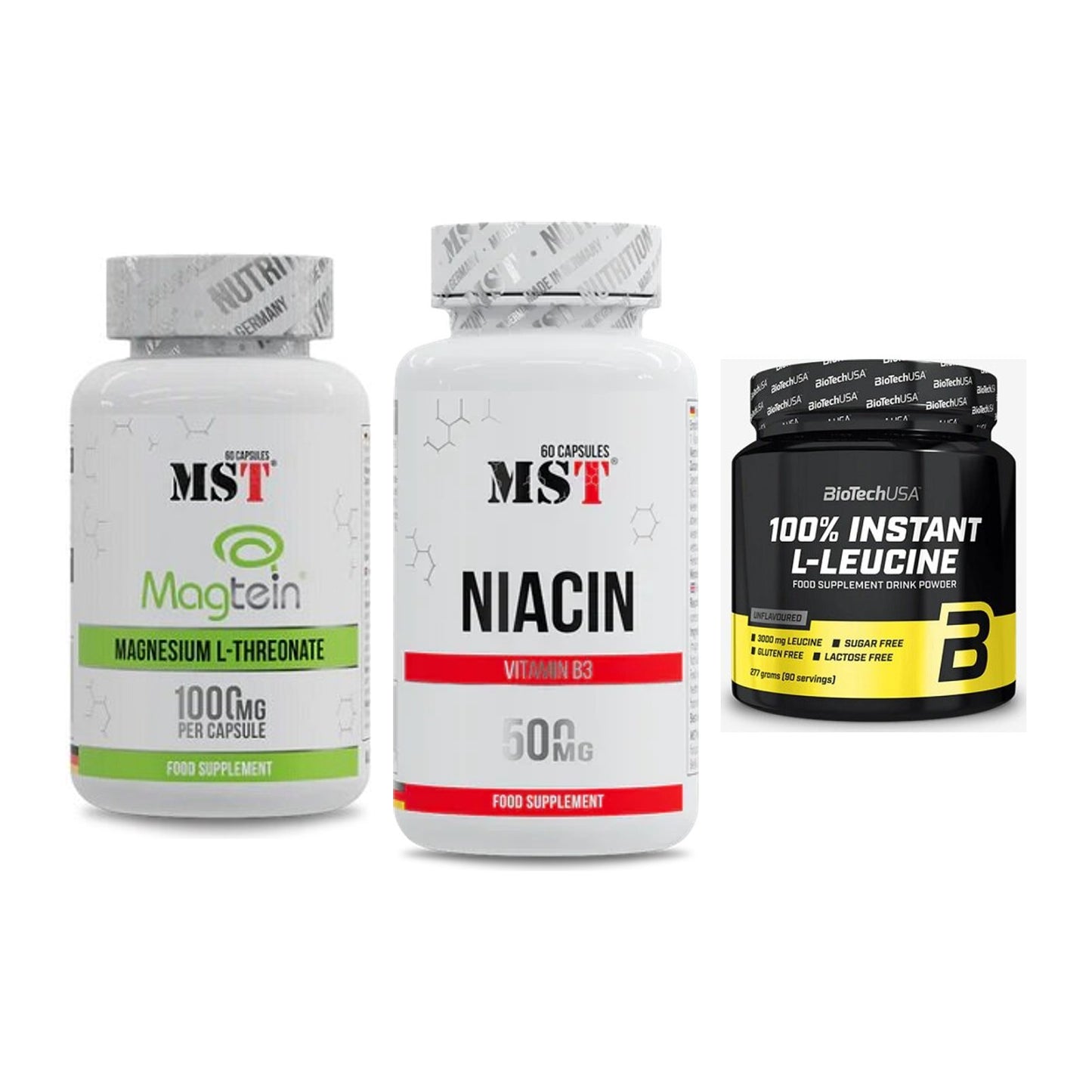 Ausdauer-Set: MST Magnesium + MST Niacin + BioTech 100% – alle enthaltenen Artikel