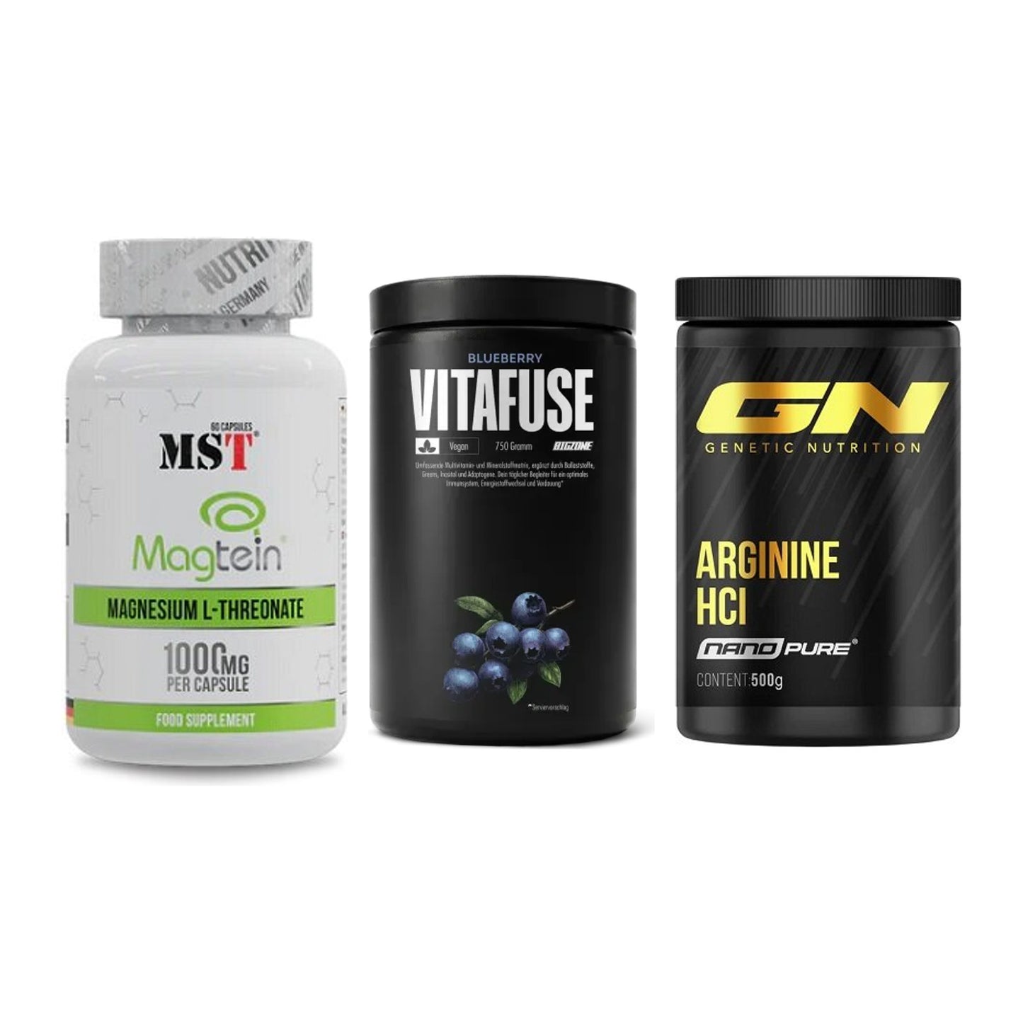 Ausdauer-Set: MST Magnesium + Big Zone Vitafus + GN Arginine HCL – alle enthaltenen Artikel